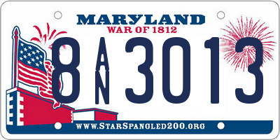 MD license plate 8AN3013
