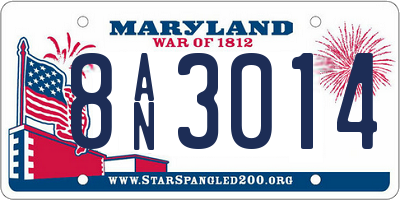 MD license plate 8AN3014