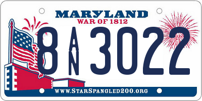 MD license plate 8AN3022