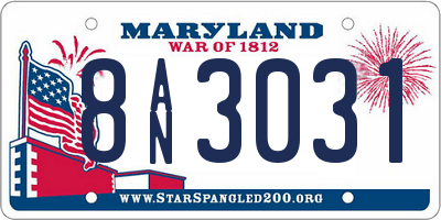 MD license plate 8AN3031