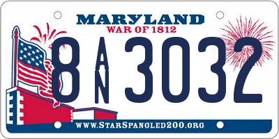 MD license plate 8AN3032