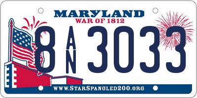 MD license plate 8AN3033