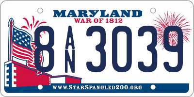 MD license plate 8AN3039