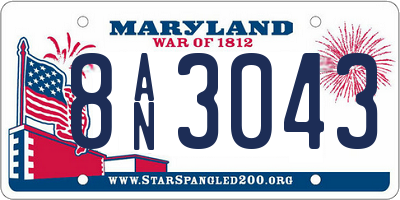 MD license plate 8AN3043