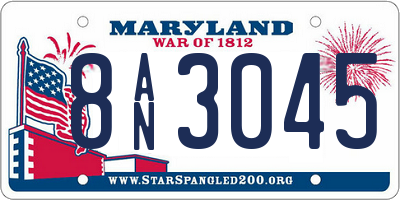 MD license plate 8AN3045