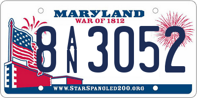 MD license plate 8AN3052