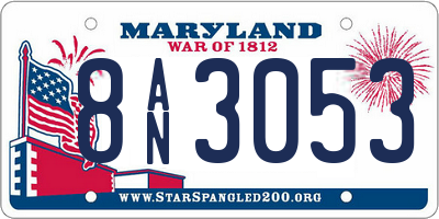 MD license plate 8AN3053