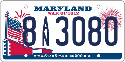 MD license plate 8AN3080