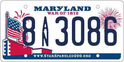 MD license plate 8AN3086