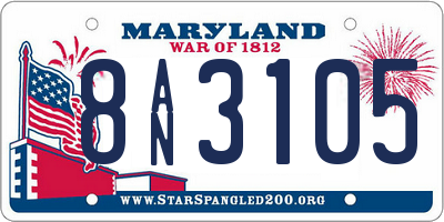 MD license plate 8AN3105