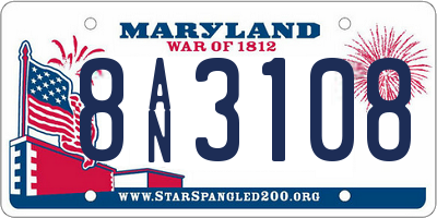 MD license plate 8AN3108
