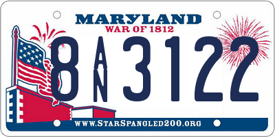 MD license plate 8AN3122