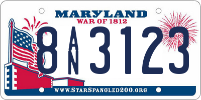 MD license plate 8AN3123