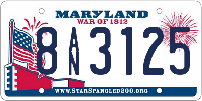 MD license plate 8AN3125