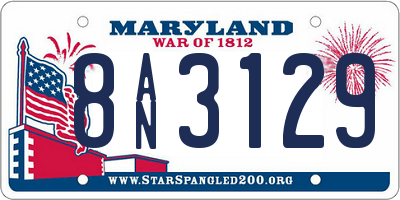 MD license plate 8AN3129