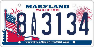 MD license plate 8AN3134