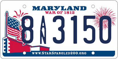 MD license plate 8AN3150