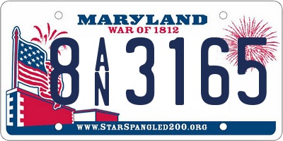 MD license plate 8AN3165