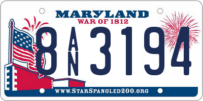 MD license plate 8AN3194