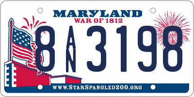 MD license plate 8AN3198