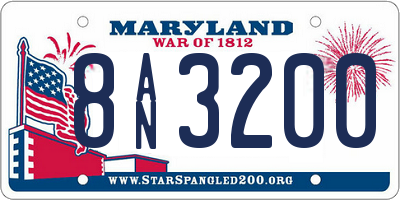 MD license plate 8AN3200