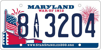 MD license plate 8AN3204