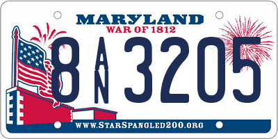 MD license plate 8AN3205
