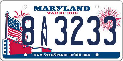 MD license plate 8AN3233