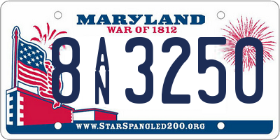 MD license plate 8AN3250