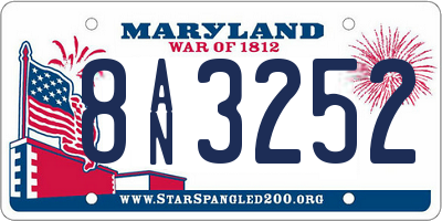 MD license plate 8AN3252
