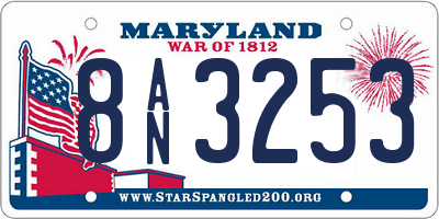 MD license plate 8AN3253