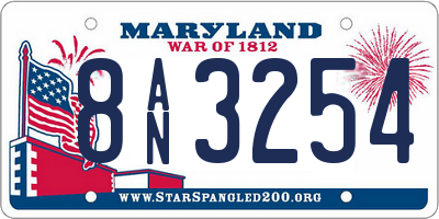 MD license plate 8AN3254