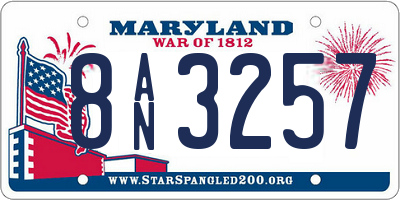MD license plate 8AN3257