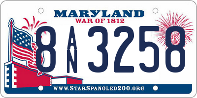 MD license plate 8AN3258