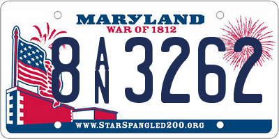 MD license plate 8AN3262