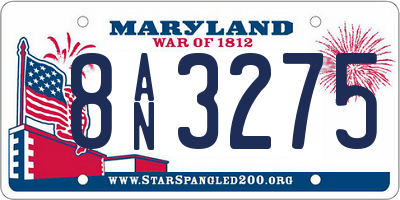 MD license plate 8AN3275