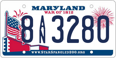 MD license plate 8AN3280