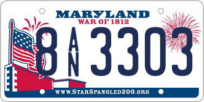 MD license plate 8AN3303