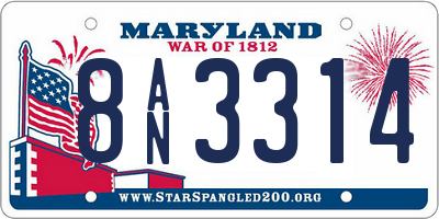 MD license plate 8AN3314
