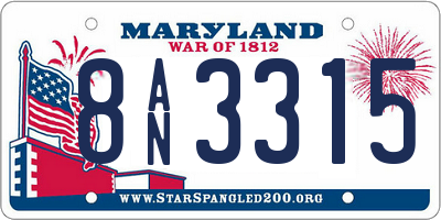 MD license plate 8AN3315