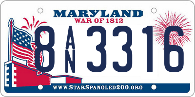 MD license plate 8AN3316