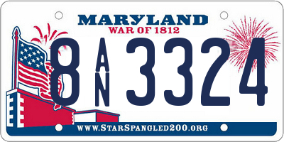 MD license plate 8AN3324