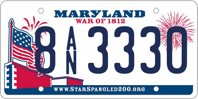 MD license plate 8AN3330