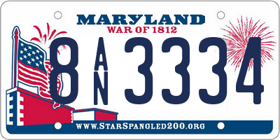 MD license plate 8AN3334