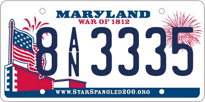 MD license plate 8AN3335