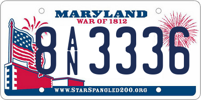 MD license plate 8AN3336