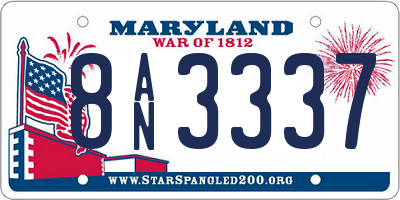 MD license plate 8AN3337