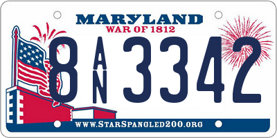 MD license plate 8AN3342
