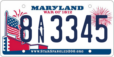 MD license plate 8AN3345