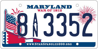 MD license plate 8AN3352